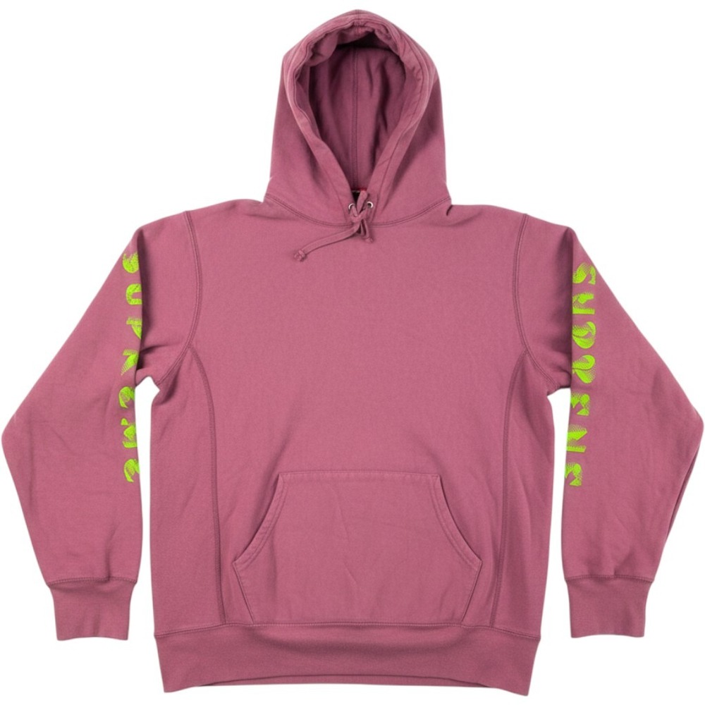 Supreme Mens Sleeve Logo Hoodie Mauve Pink Neon Green Large Streetwear Hoody